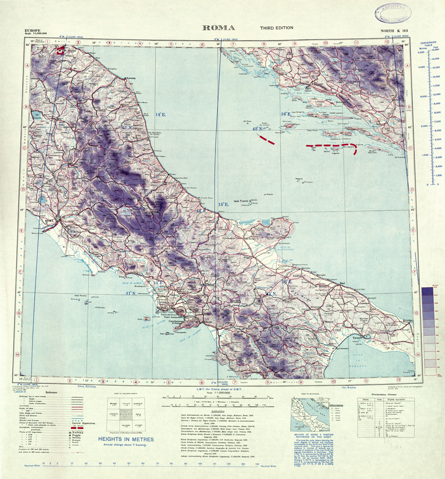 (N:33924) EUROPA CARTA AERONAUTICA INGLESE FOGLIO NORTH K 33 ROMA 
 (SE008242) Carte e stampe antiche: riproduzione a colori su carta (formato A1)