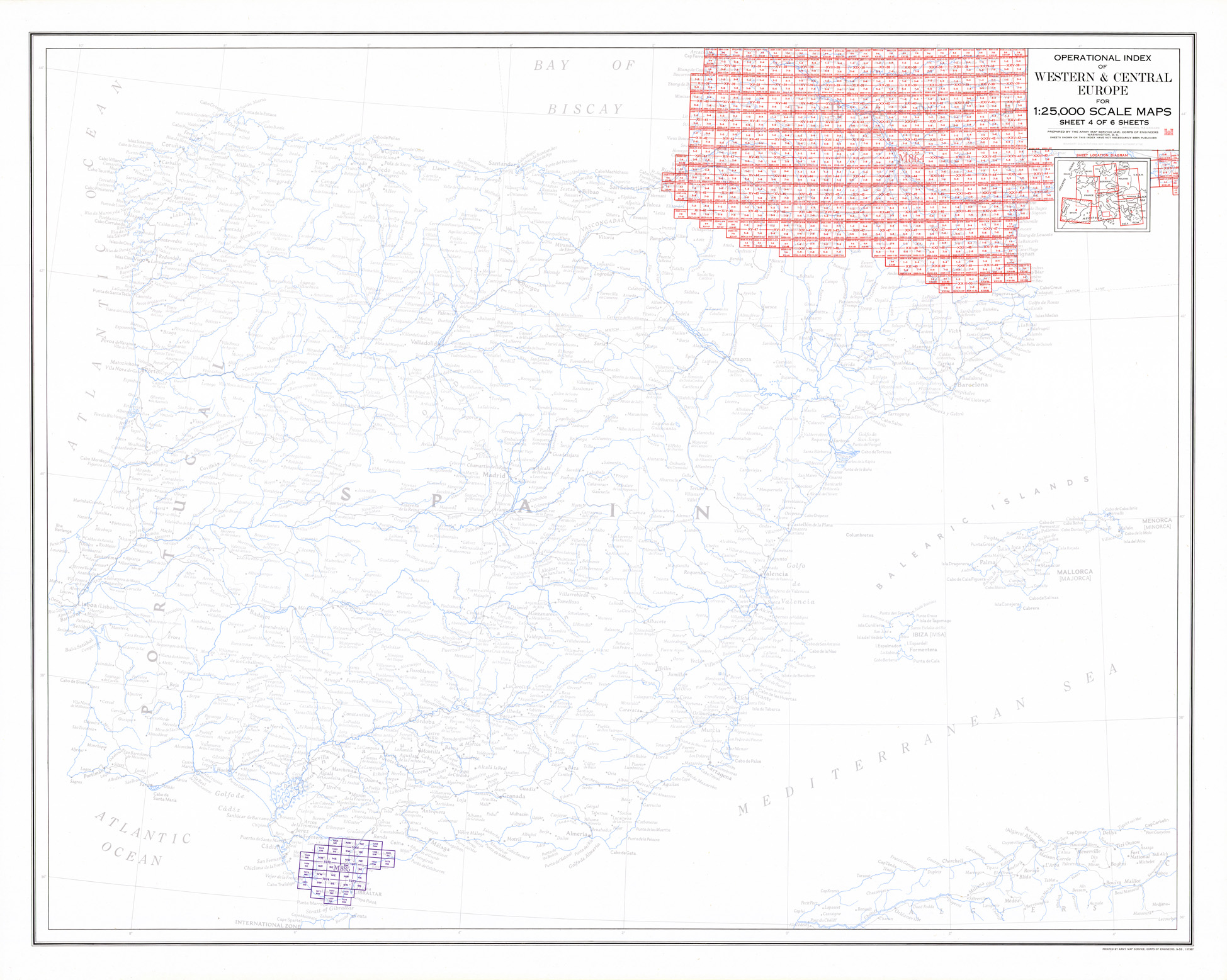 (N:33951) EUROPA OCCIDENTALE E CENTRALE QUADRO D'UNIONE ( WESTERN E CENTRAL EUROPE ) FOGLIO 4 (SE008259) Carte e stampe antiche: riproduzione a colori su carta (formato A1)