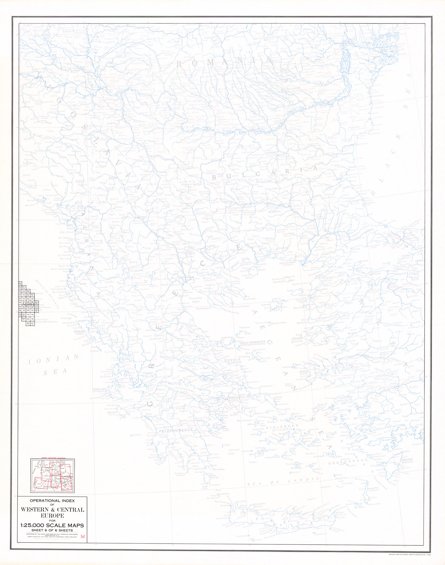 (N:33958) EUROPA OCCIDENTALE E CENTRALE QUADRO D'UNIONE ( WESTERN E CENTRAL EUROPE ) FOGLIO 6 (SE008263) Carte e stampe antiche: riproduzione a colori su carta (formato A1)