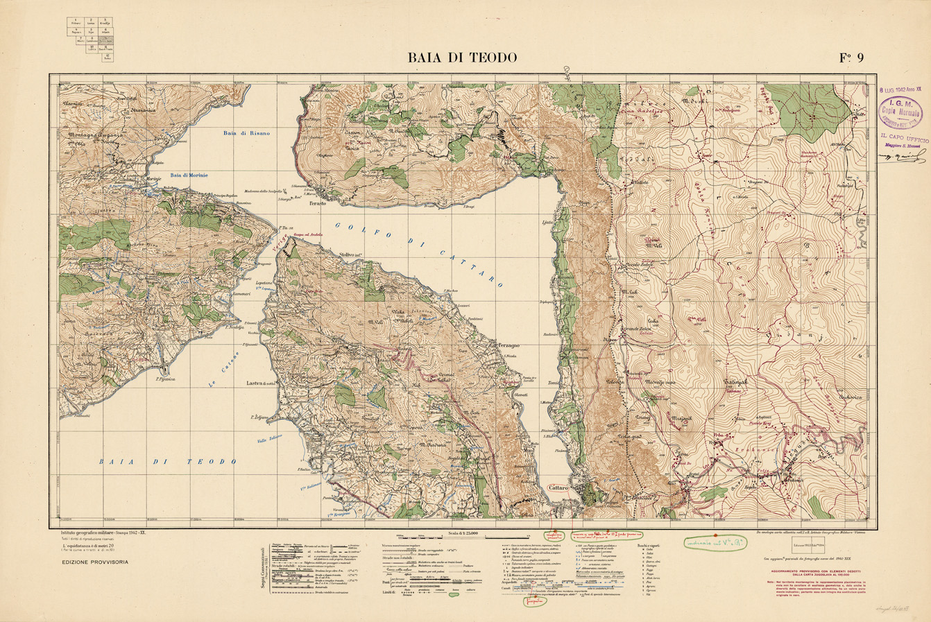 (N:35421) CARTA DELLE BOCCHE DI CATTARO - FOGLIO 09 - BAIA DI TEODO (SE008296) Carte e stampe antiche: riproduzione a colori su carta (formato A1)