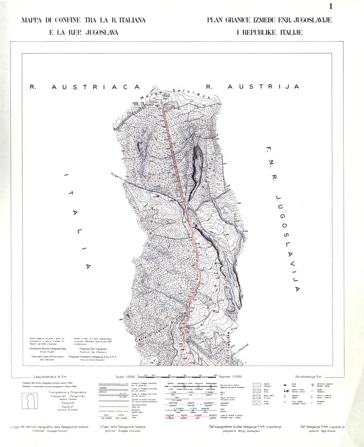 (N:33923) CONFINE DI STATO ITALO - JUGOSLAVO CARTOGRAFIA DELLA FASCIA CONFINARIA FOGLIO 1 (SE008400) Carte e stampe antiche: riproduzione a colori su carta (formato A1)