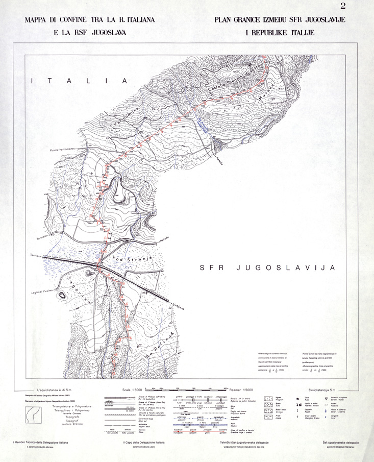 (N:33926) CONFINE DI STATO ITALO - JUGOSLAVO CARTOGRAFIA DELLA FASCIA CONFINARIA FOGLIO 2 (SE008401) Carte e stampe antiche: riproduzione a colori su carta (formato A1)
