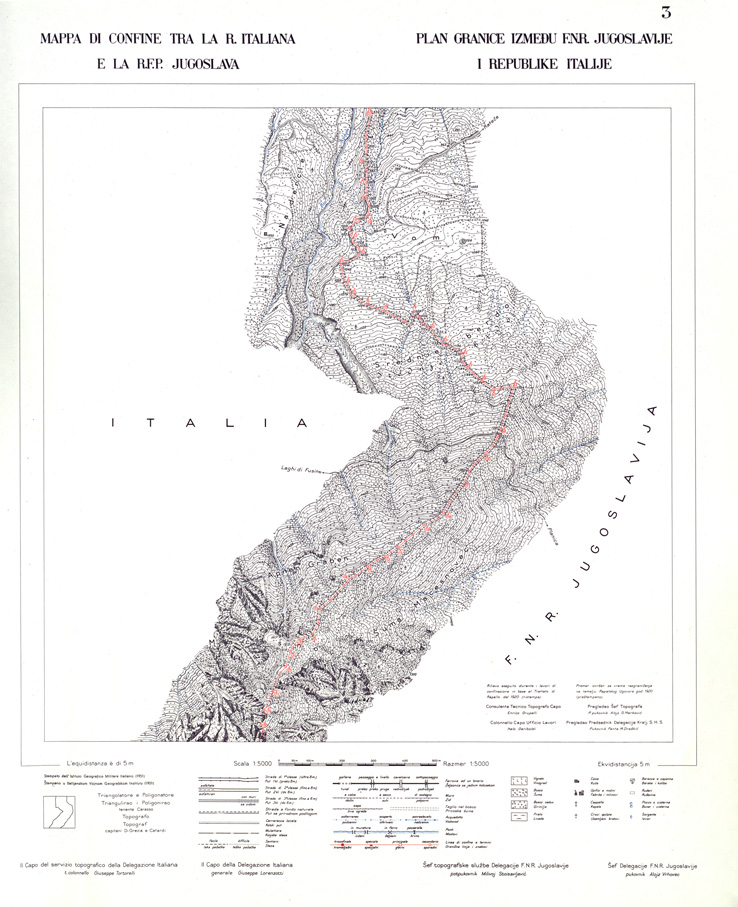 (N:33927) CONFINE DI STATO ITALO - JUGOSLAVO CARTOGRAFIA DELLA FASCIA CONFINARIA  FOGLIO 3 (SE008402) Carte e stampe antiche: riproduzione a colori su carta (formato A1)