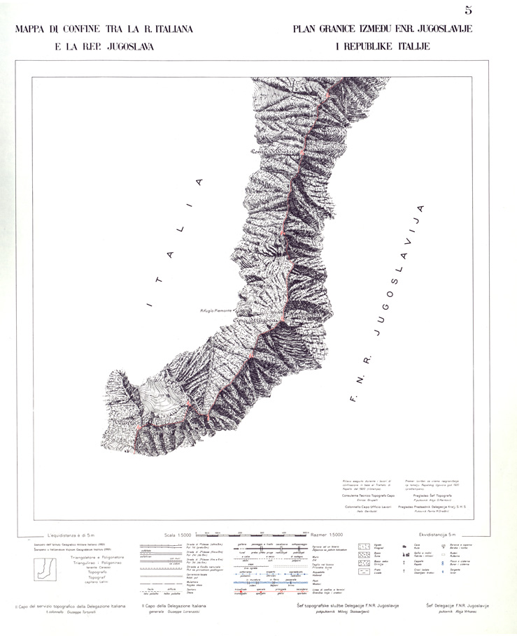 (N:33930) CONFINE DI STATO ITALO - JUGOSLAVO CARTOGRAFIA DELLA FASCIA CONFINARIA FOGLIO 5 (SE008404) Carte e stampe antiche: riproduzione a colori su carta (formato A1)