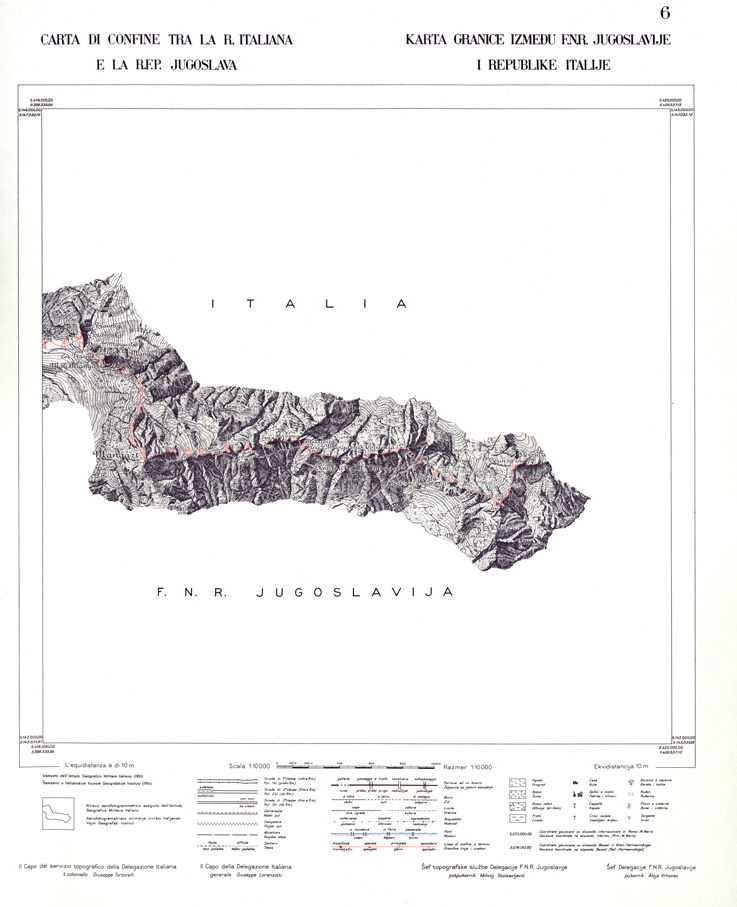 (N:33932) CONFINE DI STATO ITALO - JUGOSLAVO CARTOGRAFIA DELLA FASCIA CONFINARIA FOGLIO 6 (SE008405) Carte e stampe antiche: riproduzione a colori su carta (formato A1)