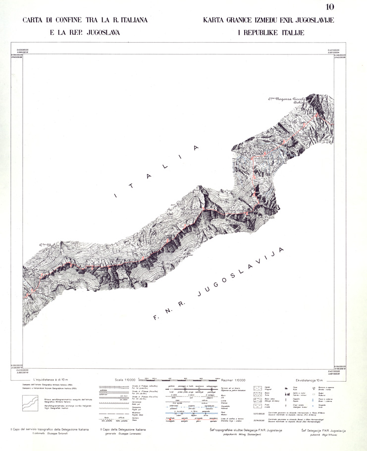 (N:33943) CONFINE DI STATO ITALO - JUGOSLAVO CARTOGRAFIA DELLA FASCIA CONFINARIA FOGLIO 10 (SE008409) Carte e stampe antiche: riproduzione a colori su carta (formato A1)