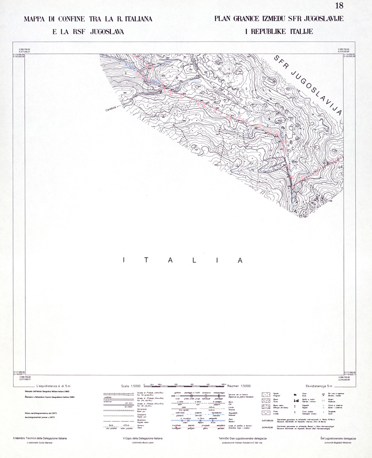 (N:33955) CONFINE DI STATO ITALO - JUGOSLAVO CARTOGRAFIA DELLA FASCIA CONFINARIA FOGLIO 18 (SE008417) Carte e stampe antiche: riproduzione a colori su carta (formato A1)