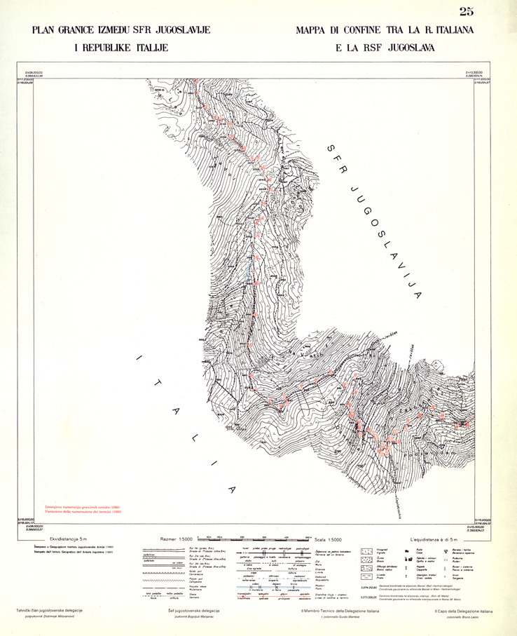 (N:33964) CONFINE DI STATO ITALO - JUGOSLAVO CARTOGRAFIA DELLA FASCIA CONFINARIA FOGLIO 25 (SE008424) Carte e stampe antiche: riproduzione a colori su carta (formato A1)