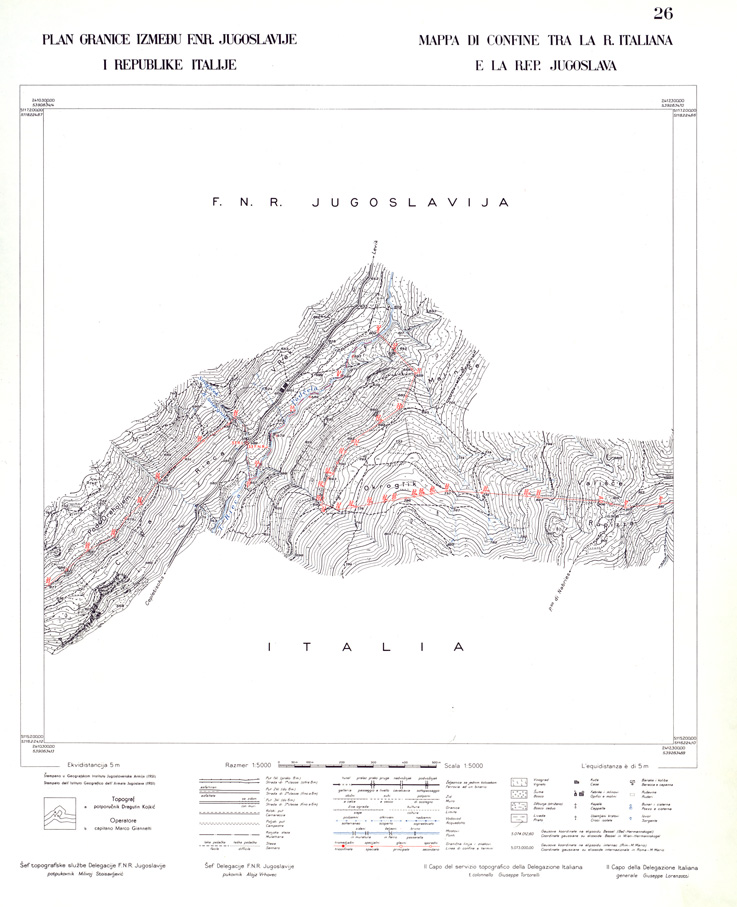 (N:33965) CONFINE DI STATO ITALO - JUGOSLAVO CARTOGRAFIA DELLA FASCIA CONFINARIA FOGLIO 26 (SE008425) Carte e stampe antiche: riproduzione a colori su carta (formato A1)