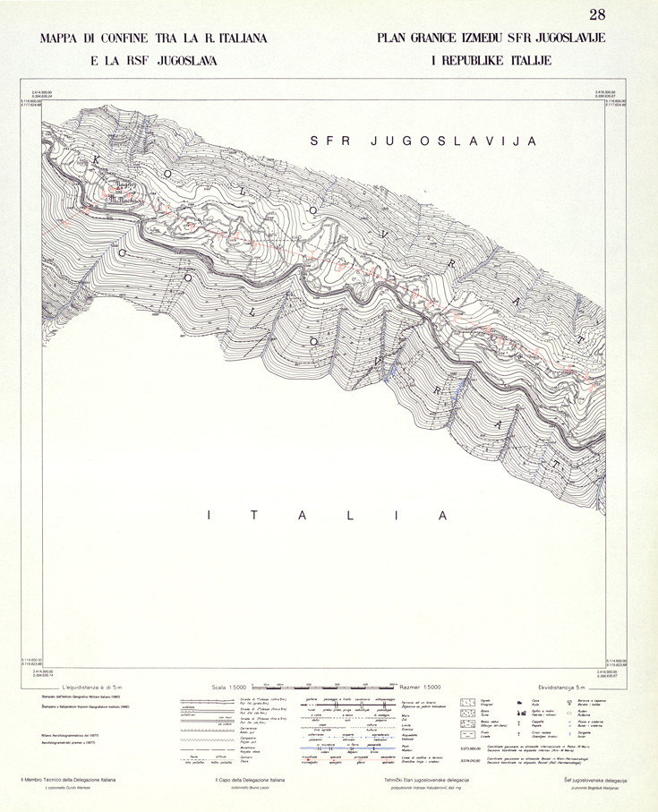 (N:33967) CONFINE DI STATO ITALO - JUGOSLAVO CARTOGRAFIA DELLA FASCIA CONFINARIA FOGLIO 28 (SE008427) Carte e stampe antiche: riproduzione a colori su carta (formato A1)