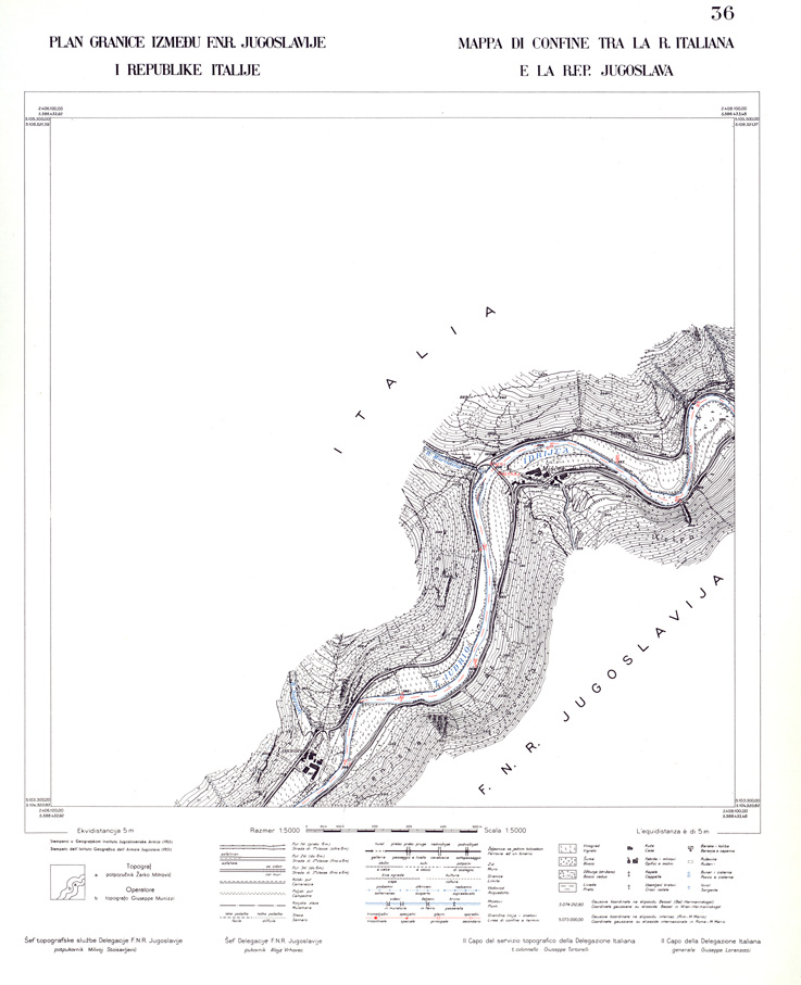 (N:33978) CONFINE DI STATO ITALO - JUGOSLAVO CARTOGRAFIA DELLA FASCIA CONFINARIA FOGLIO 36 (SE008435) Carte e stampe antiche: riproduzione a colori su carta (formato A1)