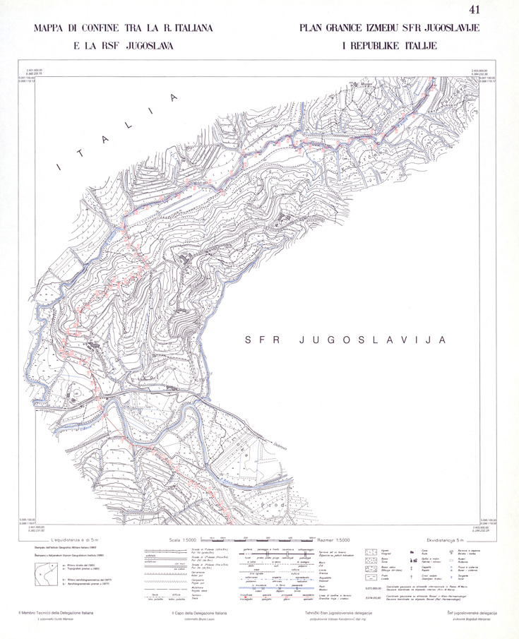 (N:33989) CONFINE DI STATO ITALO - JUGOSLAVO CARTOGRAFIA DELLA FASCIA CONFINARIA FOGLIO 41 (SE008441) Carte e stampe antiche: riproduzione a colori su carta (formato A1)