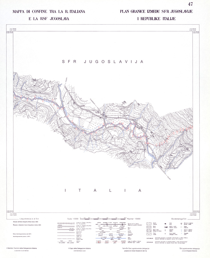 (N:33995) CONFINE DI STATO ITALO - JUGOSLAVO CARTOGRAFIA DELLA FASCIA CONFINARIA FOGLIO 47 (SE008447) Carte e stampe antiche: riproduzione a colori su carta (formato A1)