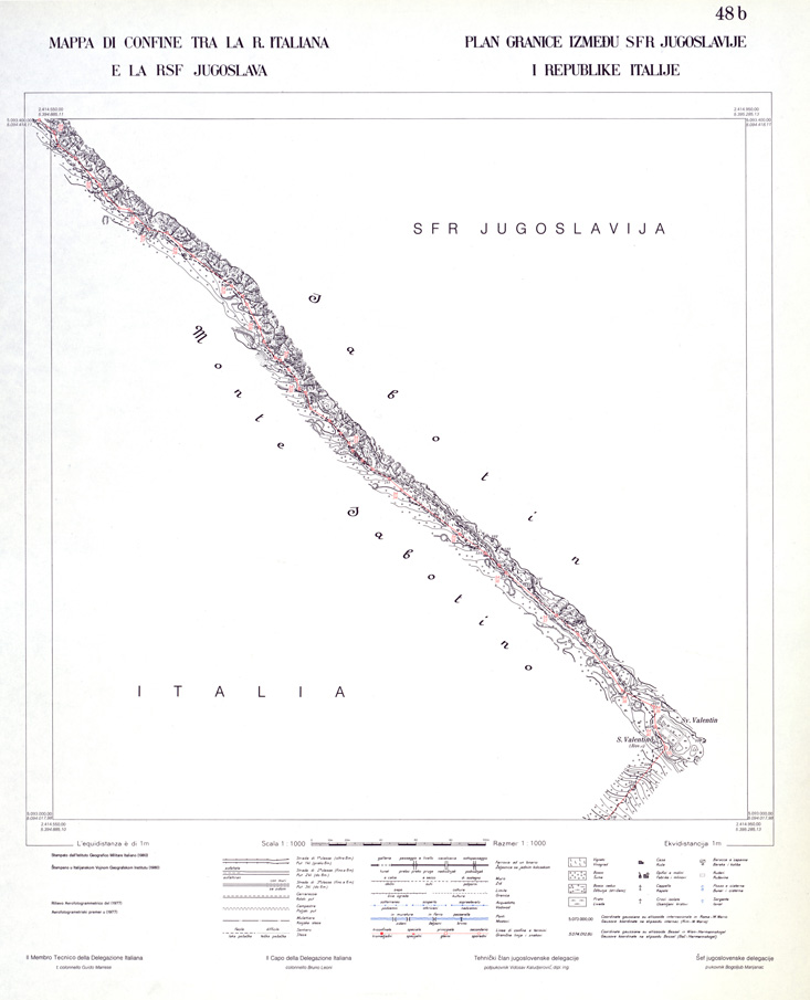 (N:33998) CONFINE DI STATO ITALO - JUGOSLAVO CARTOGRAFIA DELLA FASCIA CONFINARIA FOGLIO 48B (SE008450) Carte e stampe antiche: riproduzione a colori su carta (formato A1)