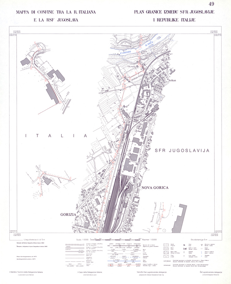 (N:33999) CONFINE DI STATO ITALO - JUGOSLAVO CARTOGRAFIA DELLA FASCIA CONFINARIA FOGLIO 49 (SE008451) Carte e stampe antiche: riproduzione a colori su carta (formato A1)