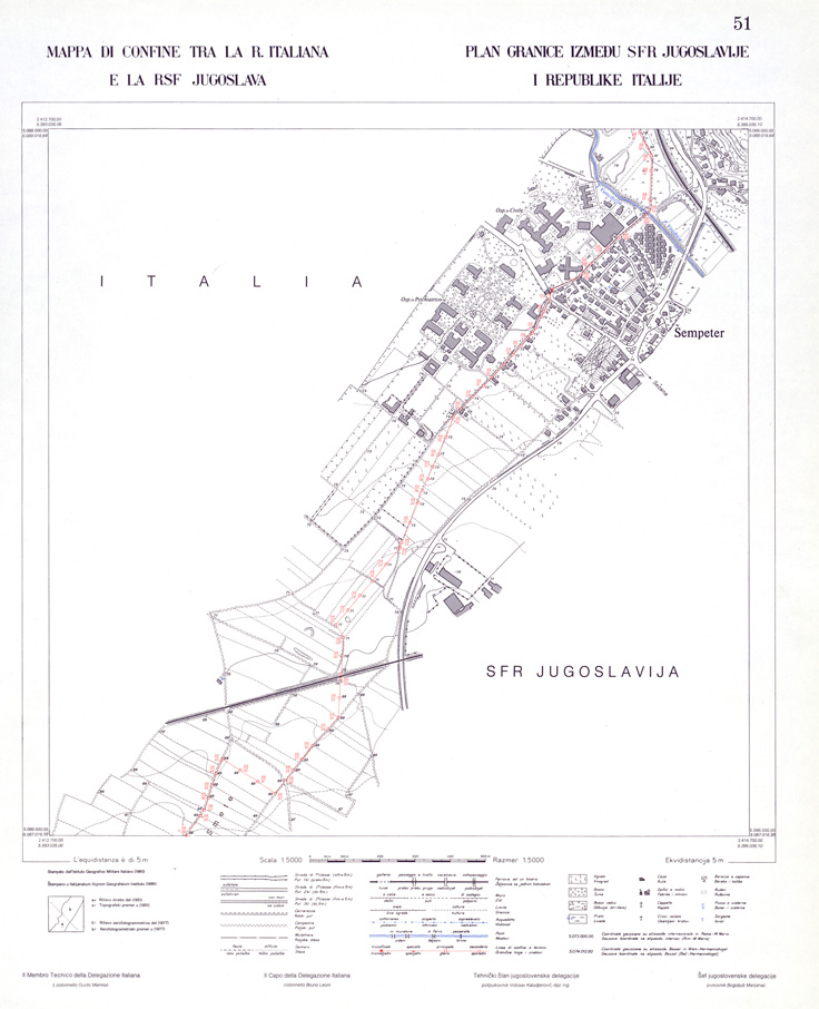 (N:34001) CONFINE DI STATO ITALO - JUGOSLAVO CARTOGRAFIA DELLA FASCIA CONFINARIA FOGLIO 51 (SE008453) Carte e stampe antiche: riproduzione a colori su carta (formato A1)