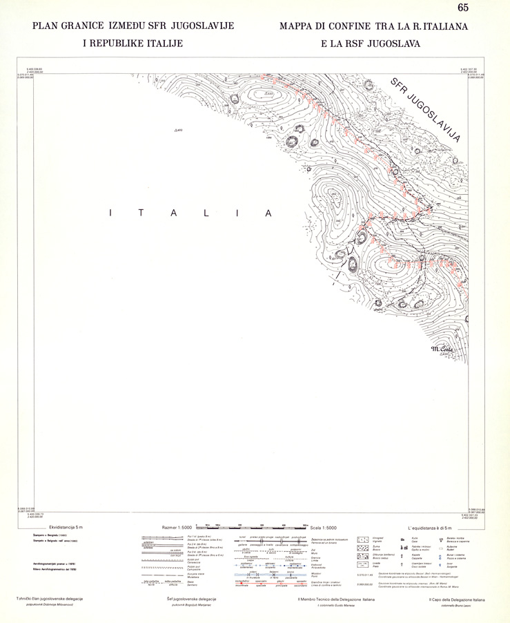 (N:34015) CONFINE DI STATO ITALO - JUGOSLAVO CARTOGRAFIA DELLA FASCIA CONFINARIA FOGLIO 65 (SE008467) Carte e stampe antiche: riproduzione a colori su carta (formato A1)