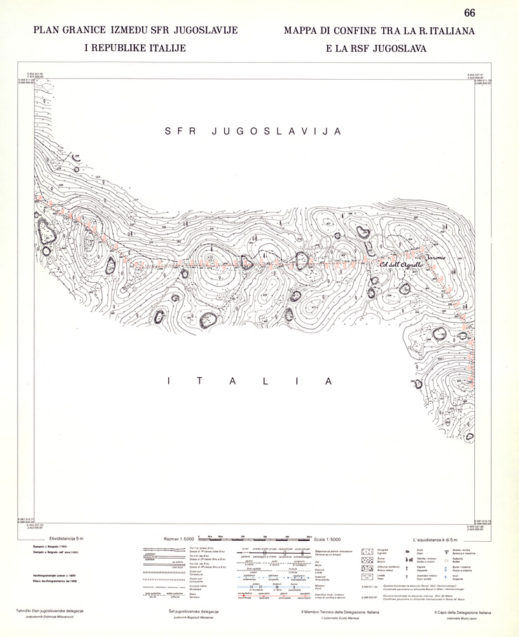 (N:34016) CONFINE DI STATO ITALO - JUGOSLAVO CARTOGRAFIA DELLA FASCIA CONFINARIA FOGLIO 66 (SE008468) Carte e stampe antiche: riproduzione a colori su carta (formato A1)