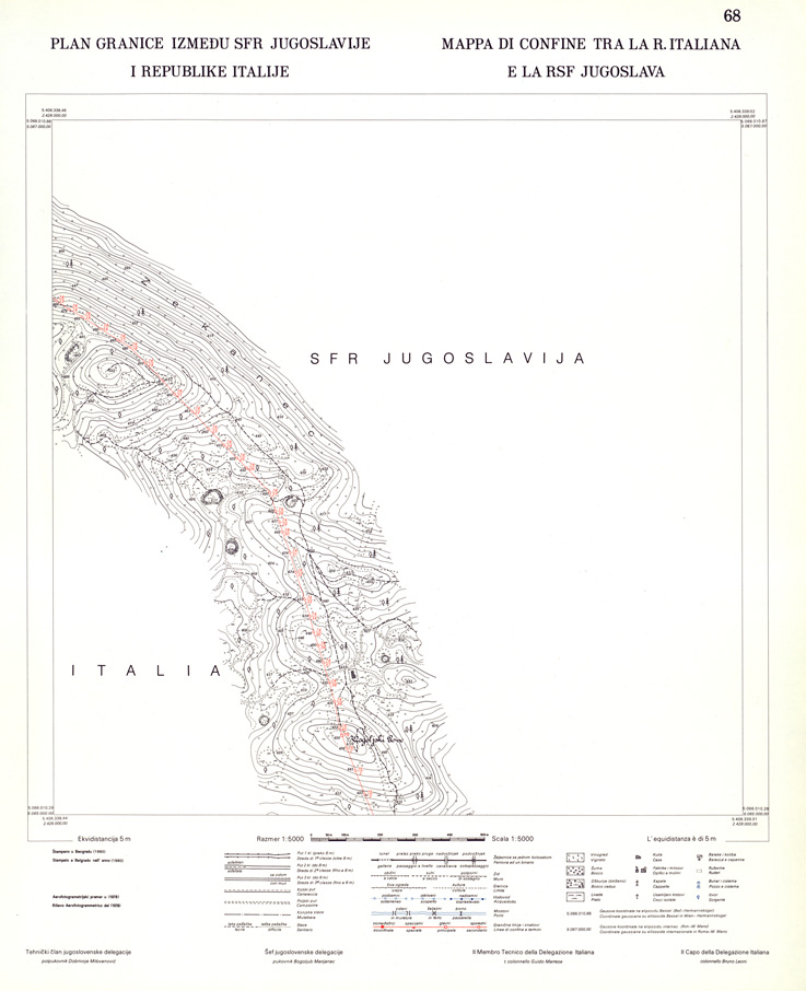 (N:34018) CONFINE DI STATO ITALO - JUGOSLAVO CARTOGRAFIA DELLA FASCIA CONFINARIA FOGLIO 68 (SE008470) Carte e stampe antiche: riproduzione a colori su carta (formato A1)