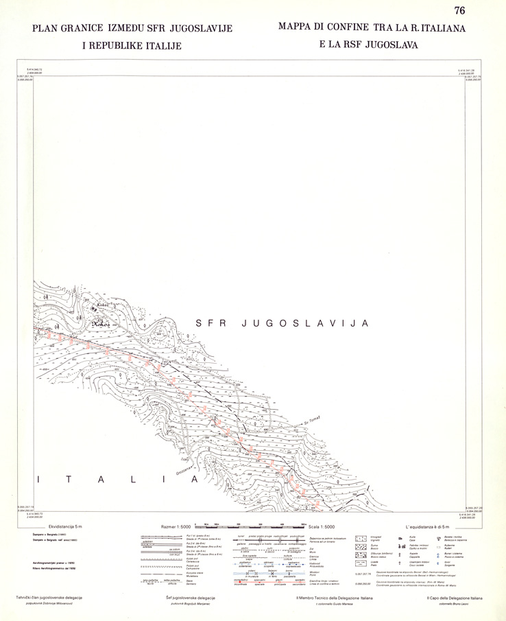 (N:34034) CONFINE DI STATO ITALO - JUGOSLAVO CARTOGRAFIA DELLA FASCIA CONFINARIA FOGLIO 76 (SE008478) Carte e stampe antiche: riproduzione a colori su carta (formato A1)
