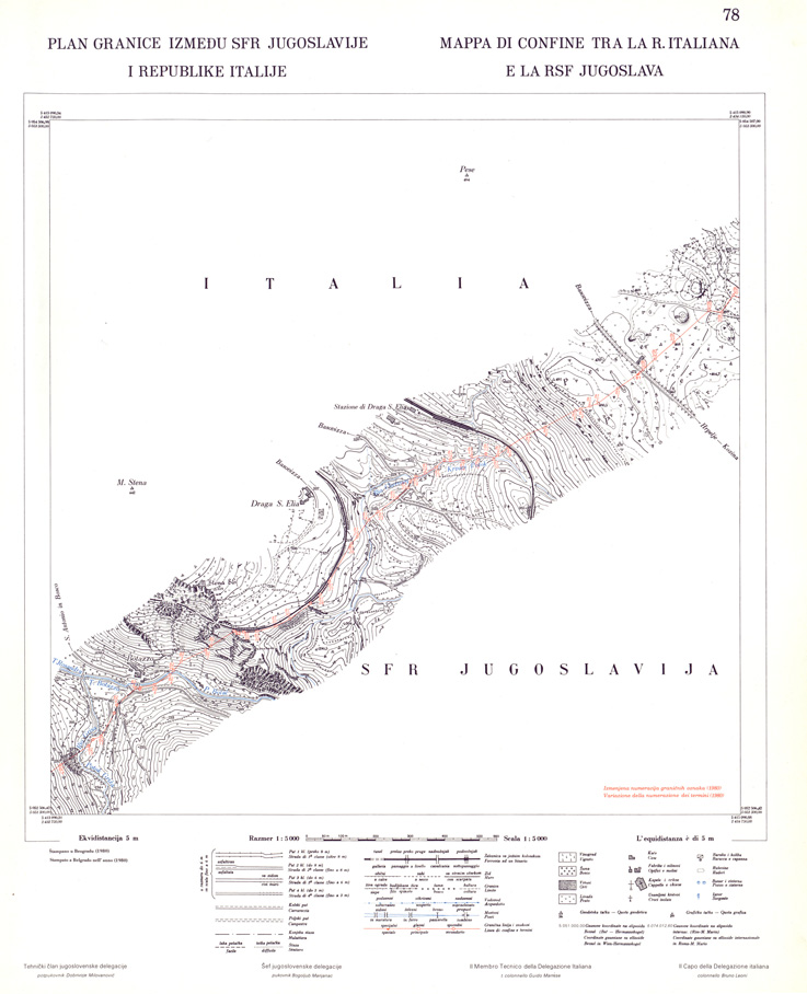 (N:34036) CONFINE DI STATO ITALO - JUGOSLAVO CARTOGRAFIA DELLA FASCIA CONFINARIA FOGLIO 78 (SE008480) Carte e stampe antiche: riproduzione a colori su carta (formato A1)