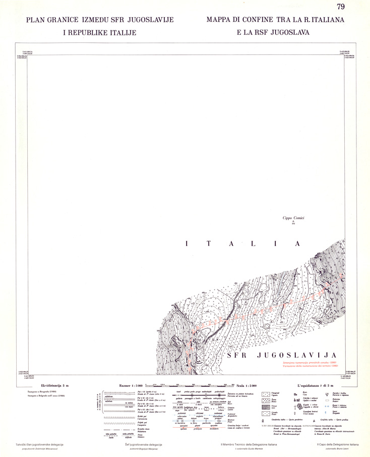 (N:34037) CONFINE DI STATO ITALO - JUGOSLAVO CARTOGRAFIA DELLA FASCIA CONFINARIA FOGLIO 79 (SE008481) Carte e stampe antiche: riproduzione a colori su carta (formato A1)