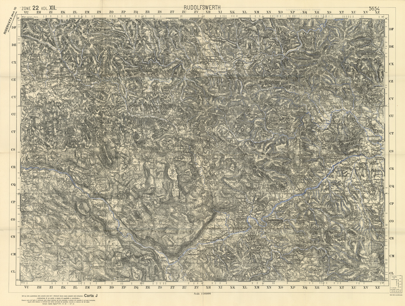 (N:34102) FRONTIERA ORIENTALE SERIE JQ  FOGLIO 5654 RUDOLFSWERTH (SE008499) Carte e stampe antiche: riproduzione a colori su carta (formato A1)