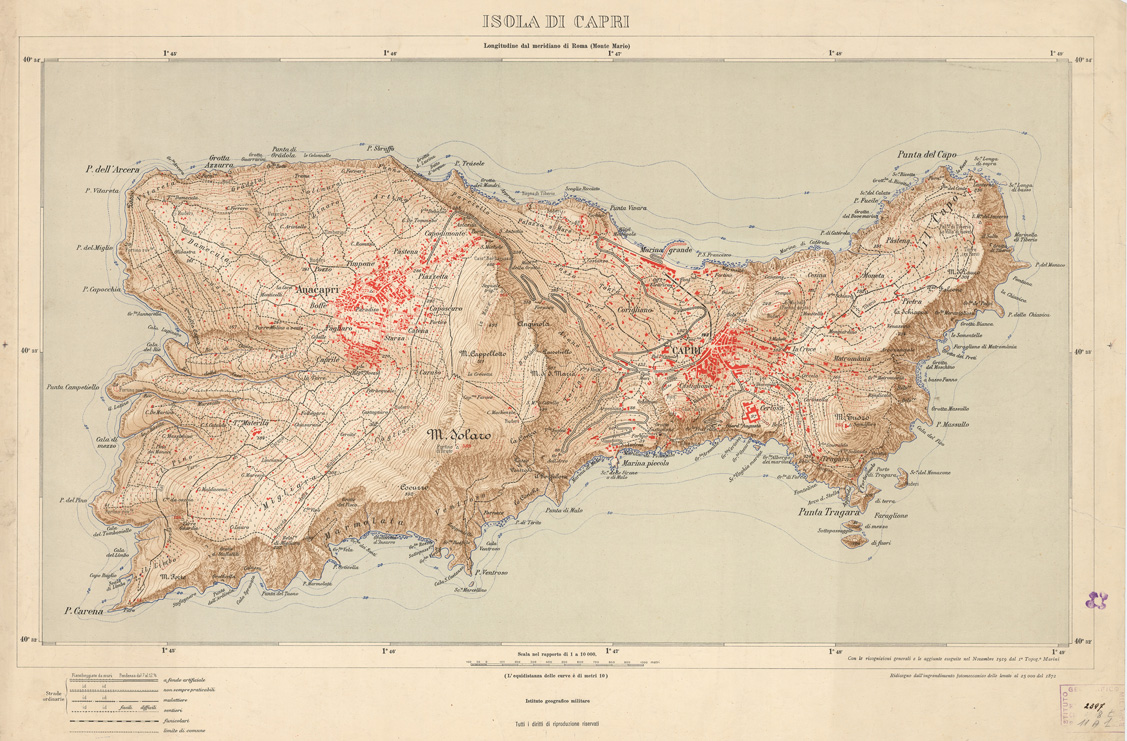 (N:34025) ISOLA DI CAPRI (SE008516) Carte e stampe antiche: riproduzione a colori su carta (formato A1)