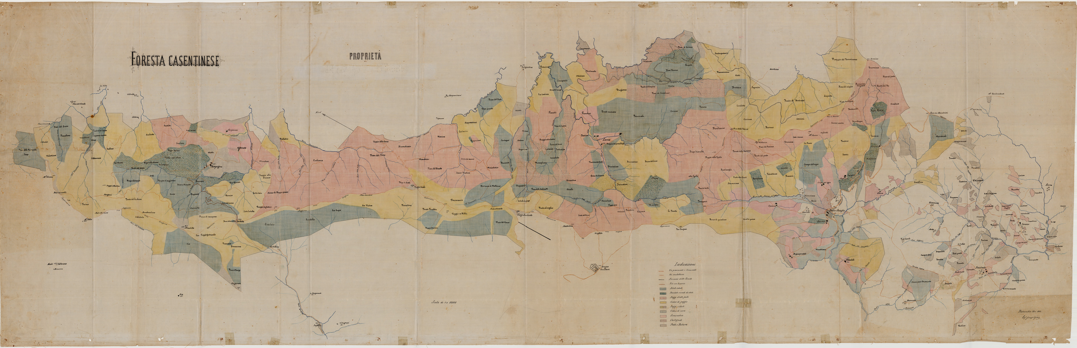 (N:28530) CARTA DELLA FORESTA CASENTINESE (SE008527) Carte e stampe antiche: riproduzione a colori su carta (formato A1)