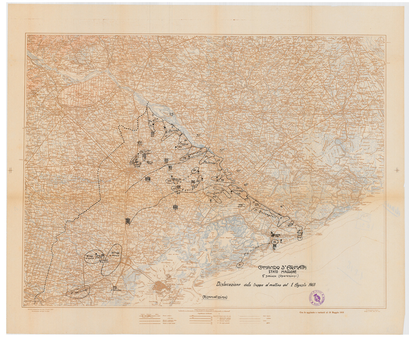 (N:34864) COMANDO III ARMATA STATO MAGGIORE (SE008577) Carte e stampe antiche: riproduzione a colori su carta (formato A1)