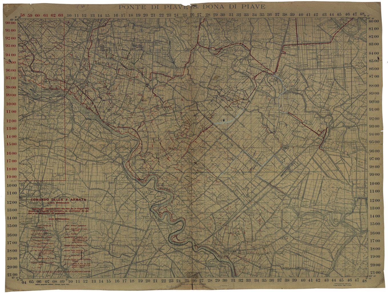 (N:34871) PONTE DI PIAVE E S. DONA' DI PIAVE (SE008585) Carte e stampe antiche: riproduzione a colori su carta (formato A1)
