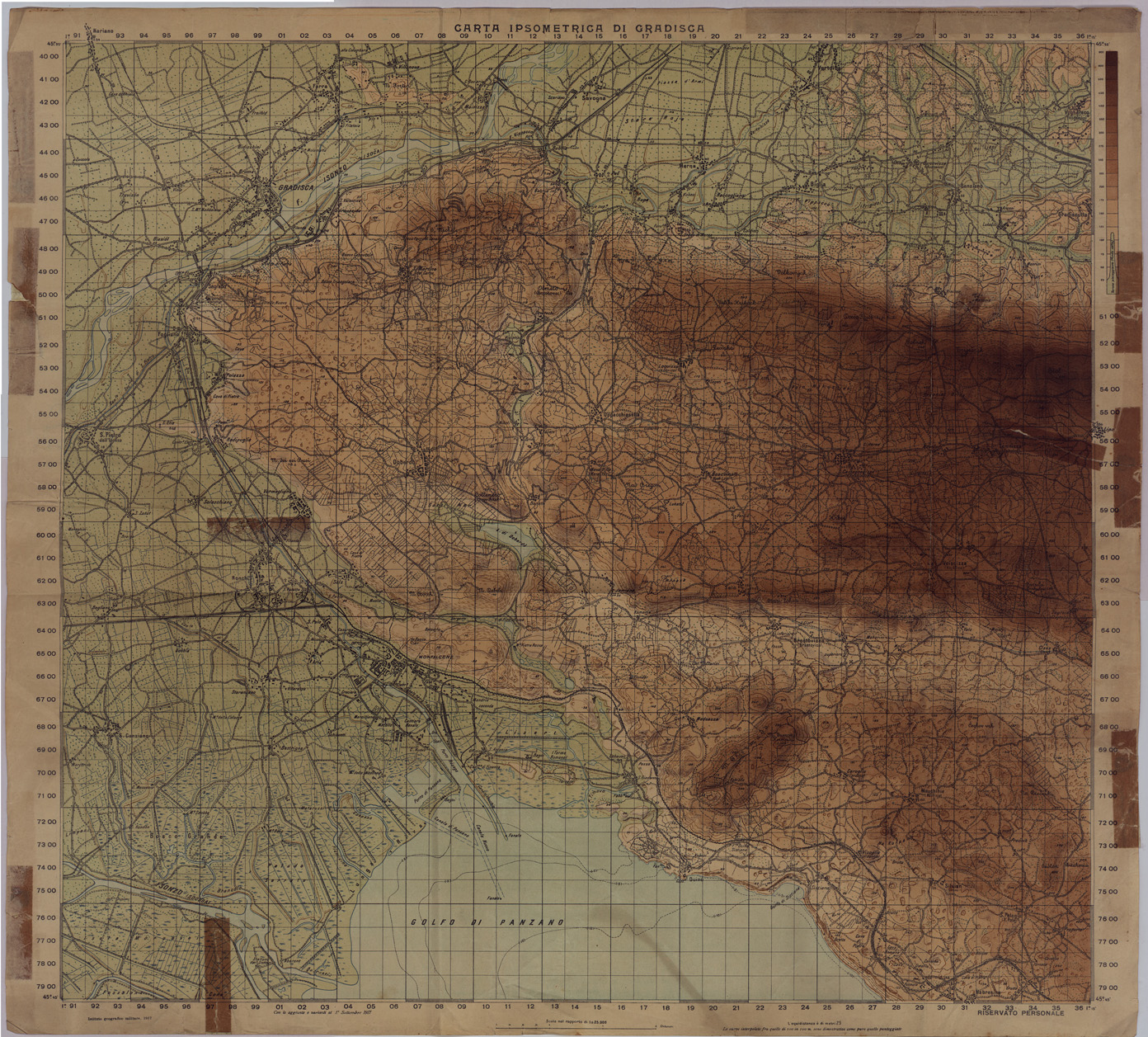 (N:34899) CARTA IPSOMETRICA DI GRADISCA (SE008615) Carte e stampe antiche: riproduzione a colori su carta (formato A1)