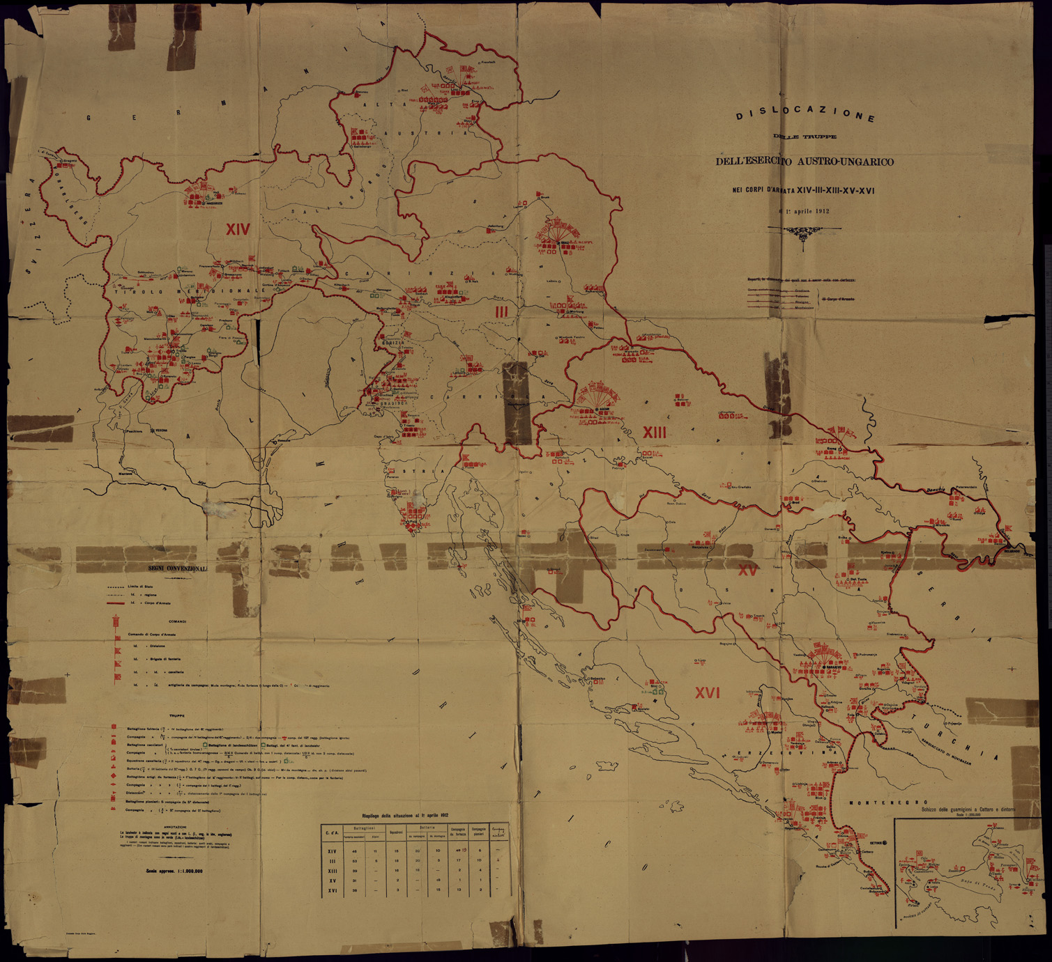 (N:34910) DISLOCAZIONE DELLE TRUPPE DELL'ESERCITO AUSTRO - UNGARICO (SE008627) Carte e stampe antiche: riproduzione a colori su carta (formato A1)