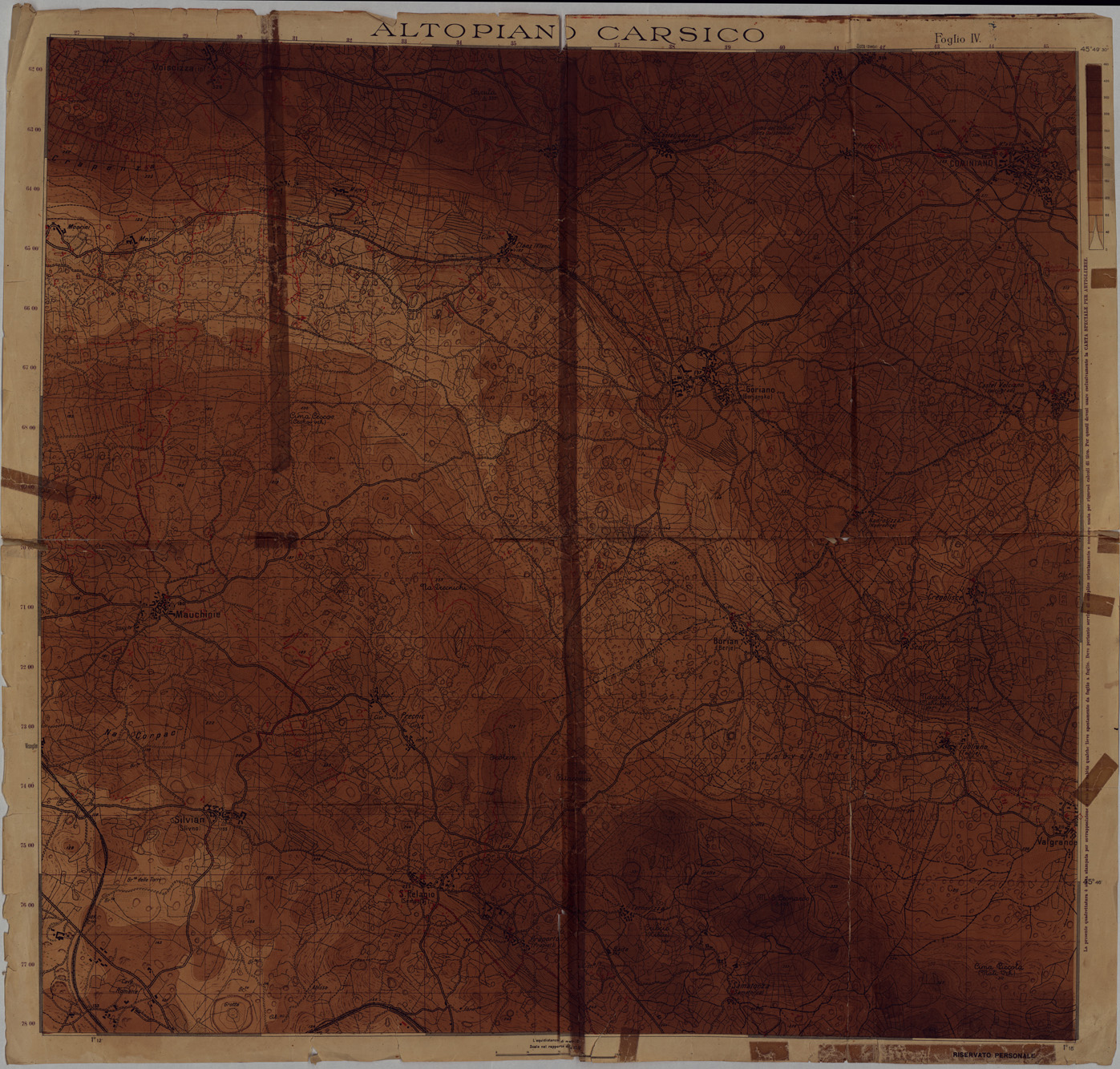 (N:34916) ALTOPIANO CARSICO FOGLIO IV (SE008633) Carte e stampe antiche: riproduzione a colori su carta (formato A1)