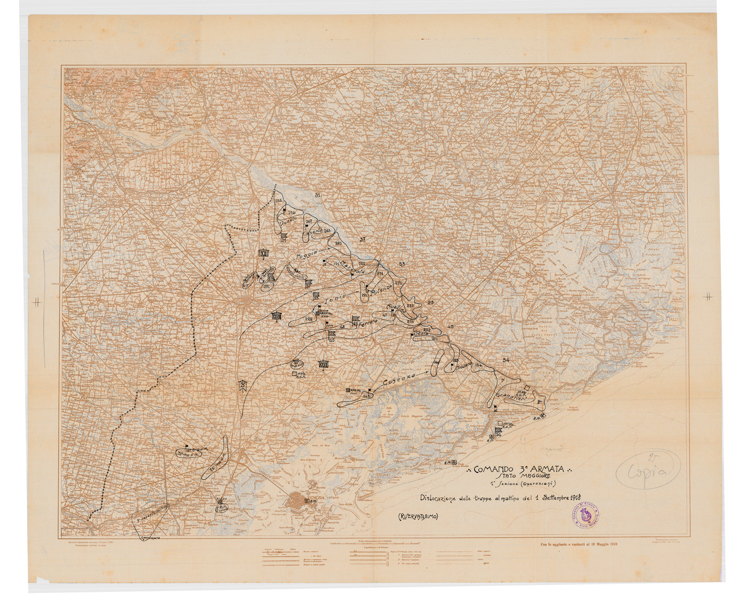 (N:34919) BASSO PIAVE (SE008636) Carte e stampe antiche: riproduzione a colori su carta (formato A1)