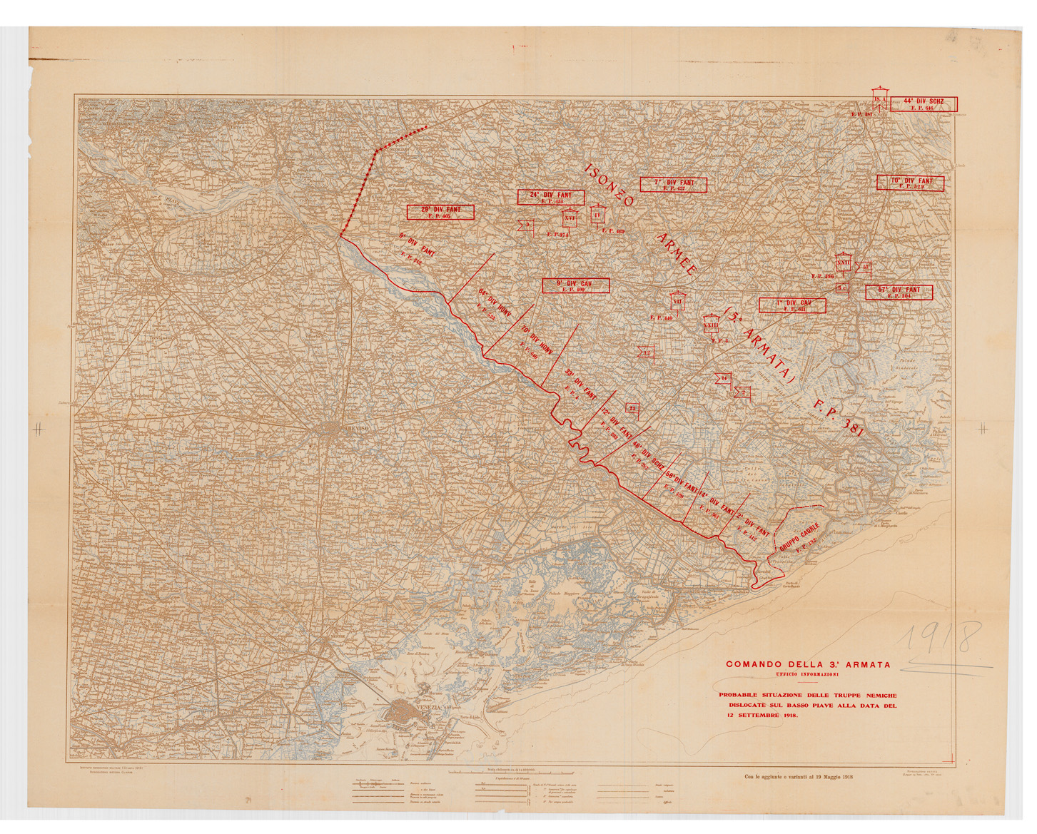 (N:34921) BASSO PIAVE (SE008638) Carte e stampe antiche: riproduzione a colori su carta (formato A1)