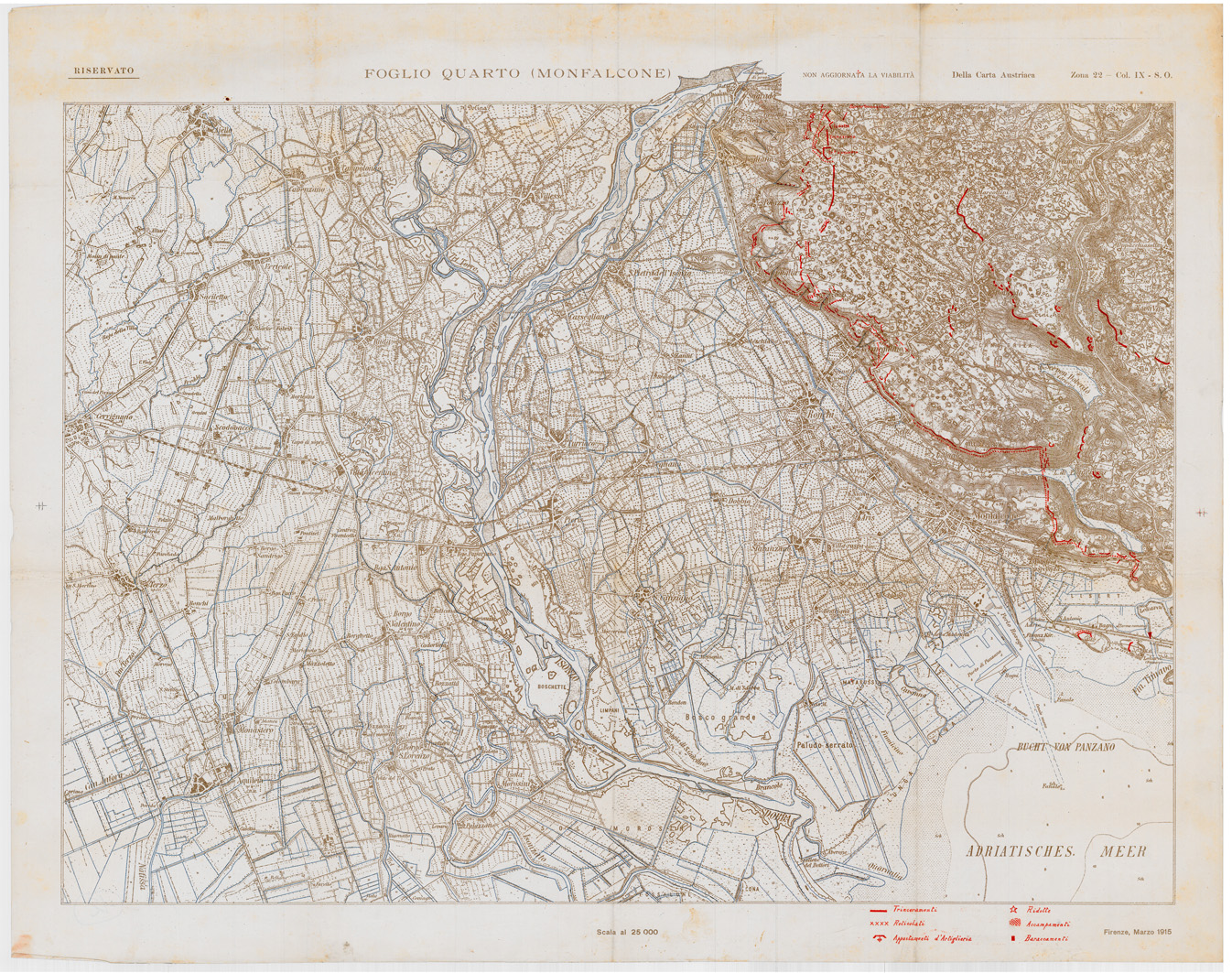 (N:34922) MONFALCONE FOGLIO QUARTO (SE008639) Carte e stampe antiche: riproduzione a colori su carta (formato A1)