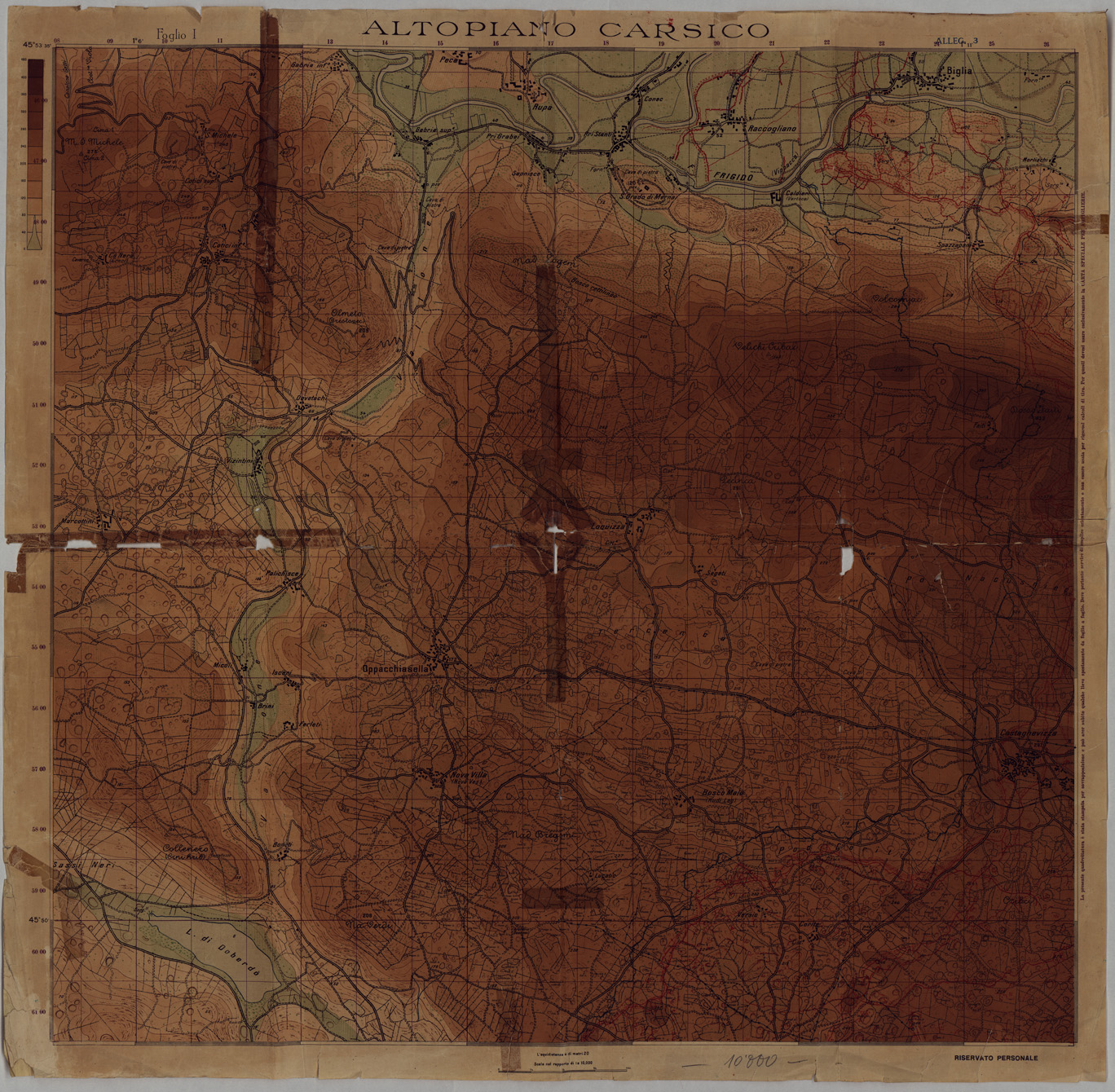 (N:34924) ALTOPIANO CARSICO FOGLIO I (SE008641) Carte e stampe antiche: riproduzione a colori su carta (formato A1)