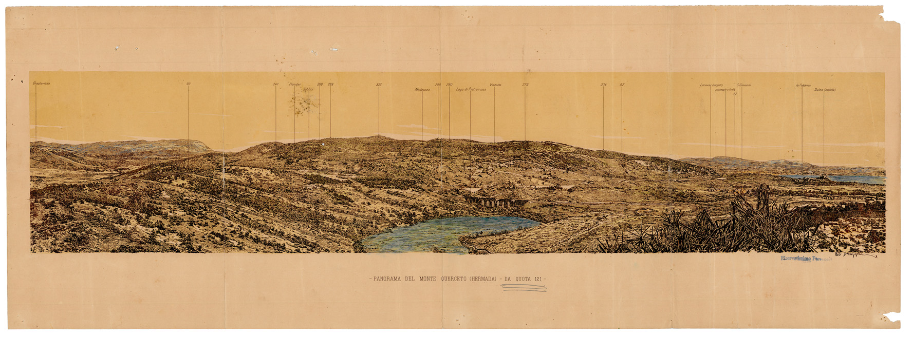 (N:34926) PANORAMA DEL MONTE QUERCETO ERMADA (SE008643) Carte e stampe antiche: riproduzione a colori su carta (formato A1)