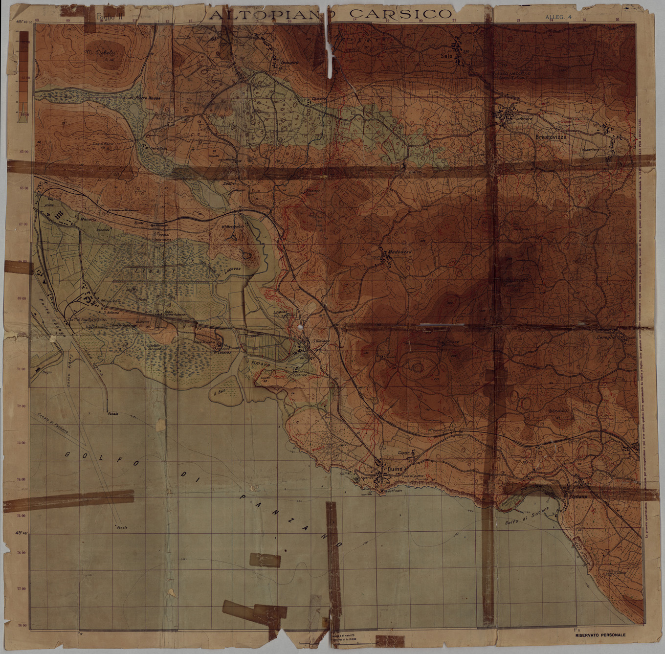 (N:34930) ALTOPIANO CARSICO FOGLIO II (SE008647) Carte e stampe antiche: riproduzione a colori su carta (formato A1)