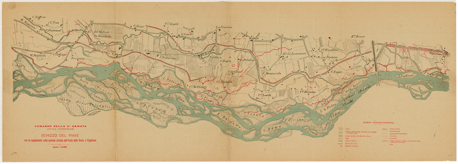 (N:34945) SCHIZZO DEL PIAVE (SE008669) Carte e stampe antiche: riproduzione a colori su carta (formato A1)