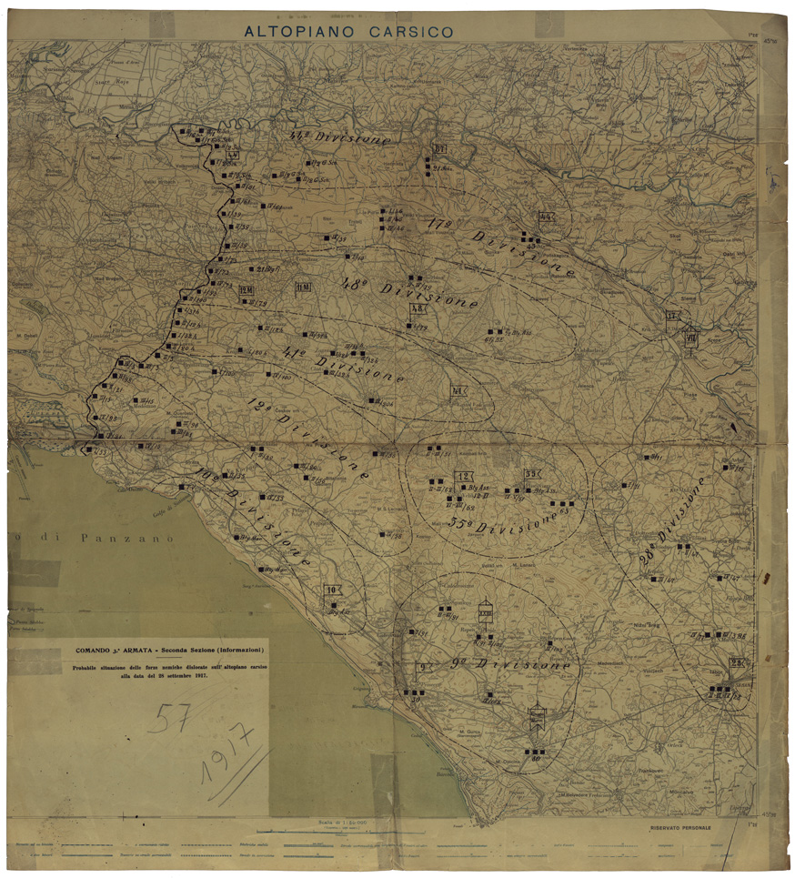 (N:34990) ALTOPIANO CARSICO (fronte e retro) (SE008683, SE008684) Carte e stampe antiche: riproduzione a colori su carta (formato A1)