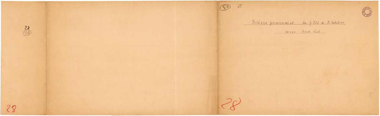 (N:34994) SCHIZZO PANORAMICO DAL MONTE SABOTINO (fronte e retro) (SE008688, SE008689) Carte e stampe antiche: riproduzione a colori su carta (formato A1)