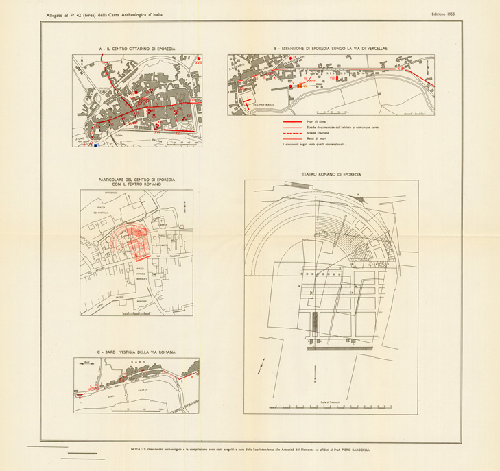 (N:35486) EDIZIONE ARCHEOLOGICA DELLA CARTA D'ITALIA ALLEGATO AL FOGLIO 042 IVREA (EPOREDIA) (SE008739) Carte e stampe antiche: riproduzione a colori su carta (formato A1)