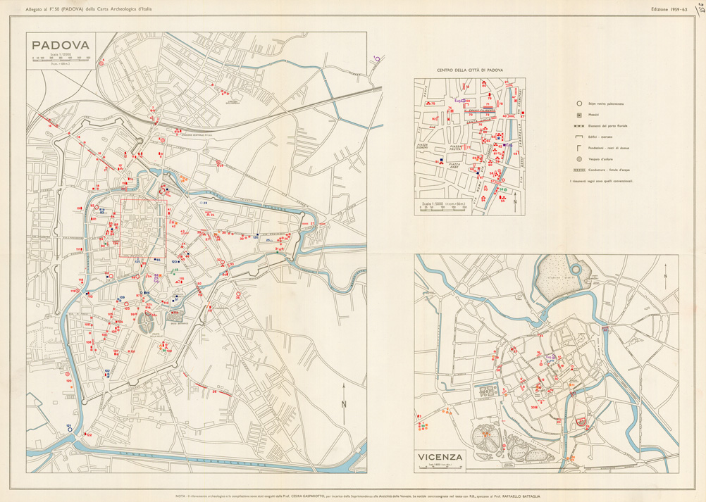 (N:35499) EDIZIONE ARCHEOLOGICA DELLA CARTA D'ITALIA ALLEGATO AL FOGLIO 050 PADOVA (SE008744) Carte e stampe antiche: riproduzione a colori su carta (formato A1)