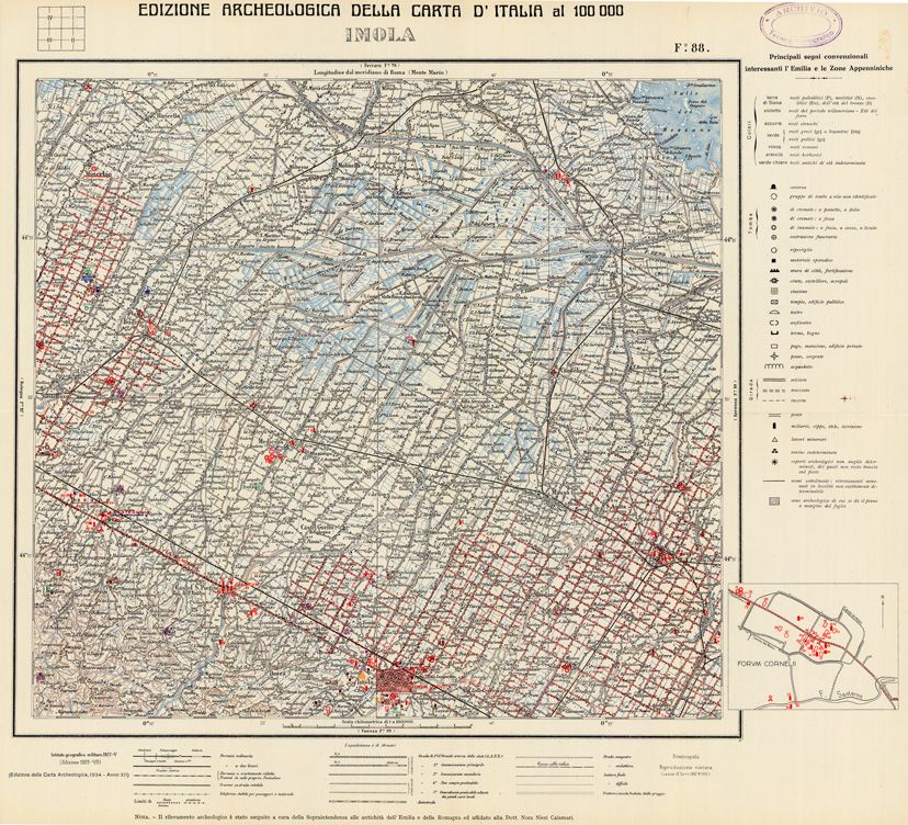 (N:35512) EDIZIONE ARCHEOLOGICA DELLA CARTA D'ITALIA FOGLIO 088 IMOLA (SE008757) Carte e stampe antiche: riproduzione a colori su carta (formato A1)