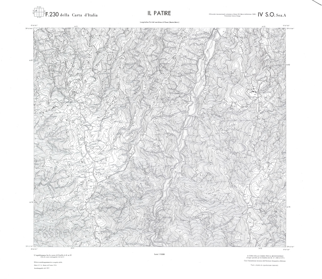 (N:36008) CALABRIA  FOGLIO 230 IV SO SEZ A IL PATIRE (SE008830) Carte e stampe antiche: riproduzione a colori su carta (formato A1)