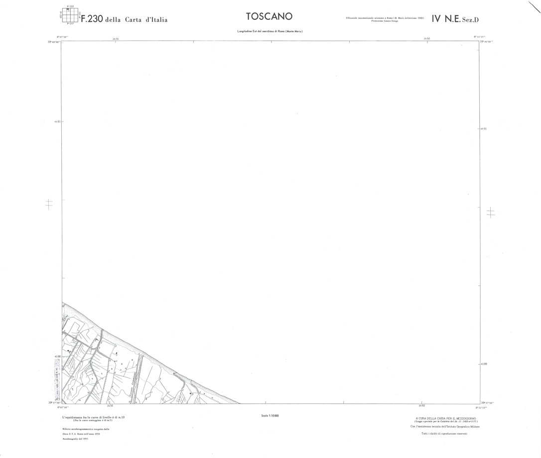 (N:36015) CALABRIA  FOGLIO 230 IV NE SEZ D TOSCANO (SE008837) Carte e stampe antiche: riproduzione a colori su carta (formato A1)