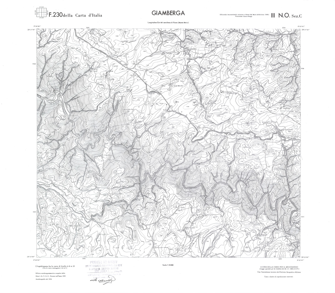 (N:36017) CALABRIA  FOGLIO 230 III NO SEZ C GIAMBERGA (SE008839) Carte e stampe antiche: riproduzione a colori su carta (formato A1)