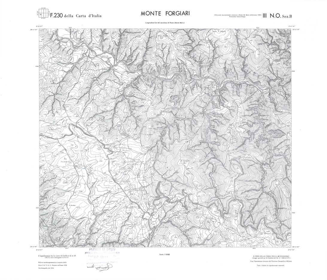 (N:36018) CALABRIA  FOGLIO 230 III NO SEZ B MONTE FORGIARI (SE008840) Carte e stampe antiche: riproduzione a colori su carta (formato A1)